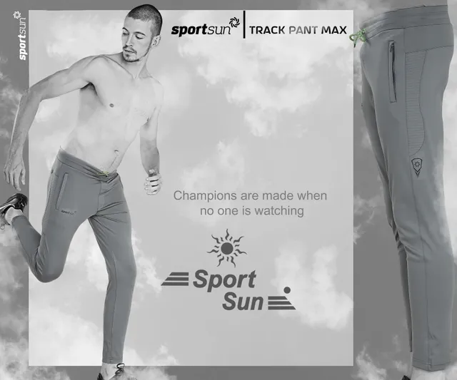 Sport Sun Solid Men Steel Grey Max Track Pant MX 03