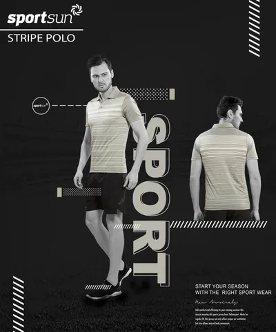 Sport Sun Stripes Playcool Polo Grey T-Shirt For Men's SPP 01