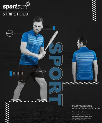 Sport Sun Stripes Playcool Polo Neck Royal Blue T-Shirt For Men's SPP 01