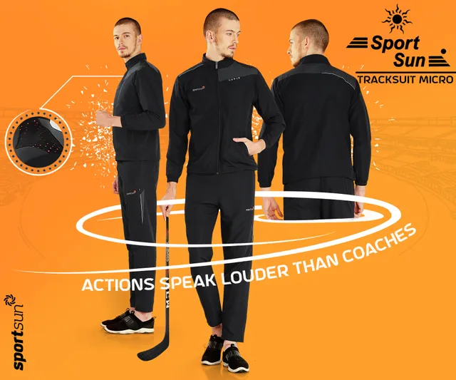 Sport Sun Solid Men Micro Poly Track Suit  Black 1190