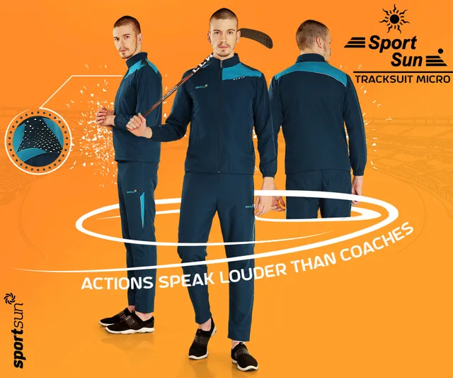 Sport Sun Solid Men Micro Track Suit Teal 1190