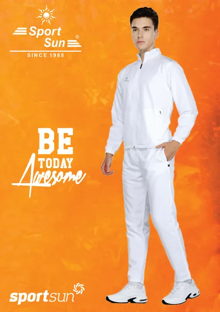 Sport Sun Solid Men Micro Poly White Track Suit