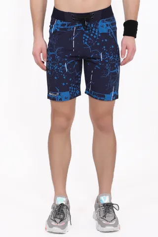 Printed Men NS Lycra Navy Blue Shorts NSP 01