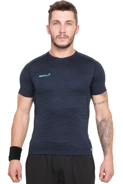 Sport Sun Solid Men Navy Blue Cool Run T Shirt CRT 01