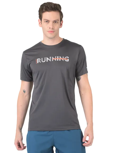 Sport Sun Solid Men Dark Grey Running T Shirt RN 01