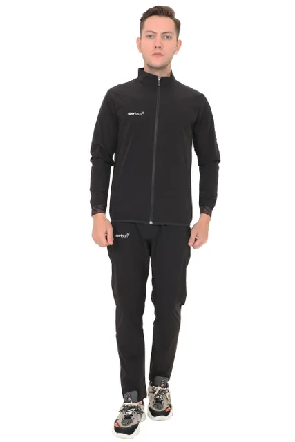 Sport Sun Solid Men NS Lycra Black Running Track Suit NSRT 01