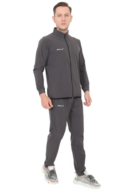Sport Sun Solid Men NS Lycra Dark Grey Running Track Suit NSRT 01