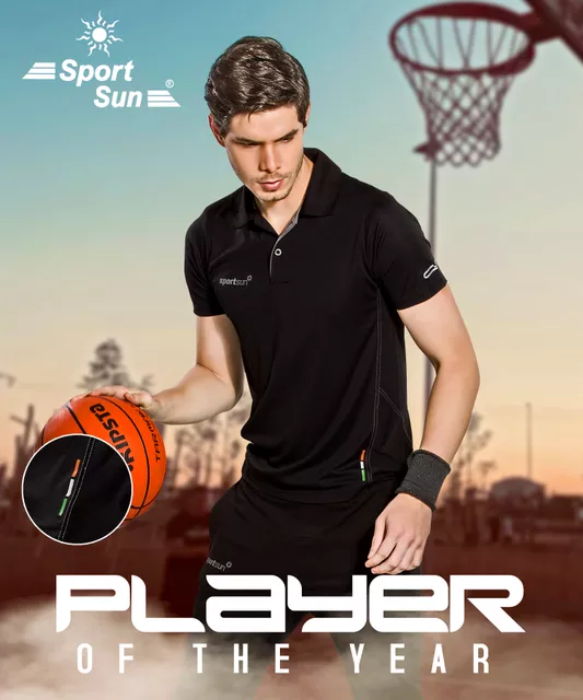 Sport Sun Solid Men Dry Fit Polo Black T Shirt DFP 01