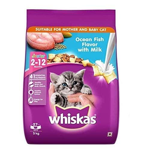 Whiskas Junior Kitten (2-12 months) Dry Cat Food, Ocean Fish, 3kg Pack
