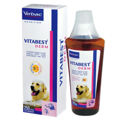 Virbac Vitabest Derm Multivitamin Syrup For Dogs & Cats, 250 ml ( with Omega 6 and Omega 3)
