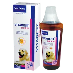 Virbac Vitabest Derm Multivitamin Syrup For Dogs & Cats, 250 ml ( with Omega 6 and Omega 3)