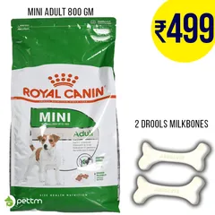 Combo: Royal Canin - Mini Adult (0.8 kg) + 2 calcium milkbones