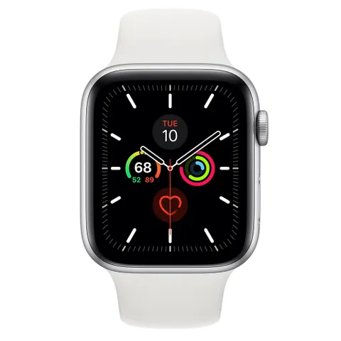 Apple Watch Series 5 GPS, 44mm Silver Aluminum Case with White Sport Band