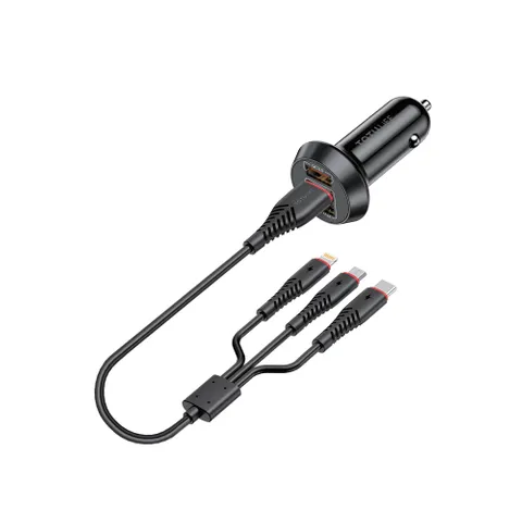 SMART Series Car Charger QC + 3in1 Cable - Black