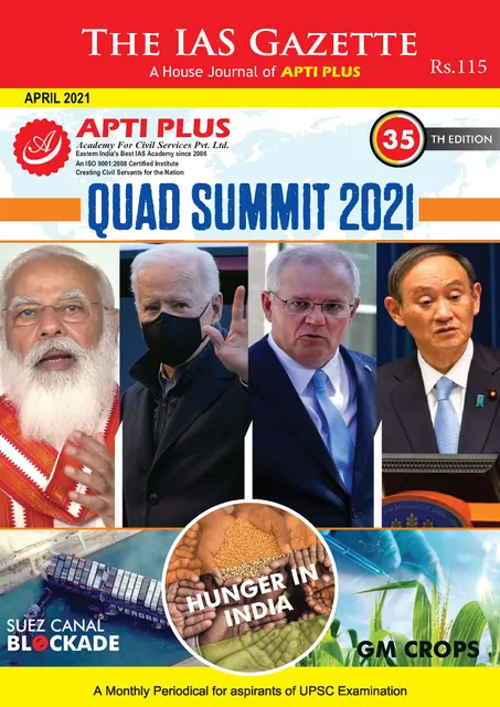 Apti Plus IAS Gyan IAS Gazette - April 2021 - [B/W PRINTOUT]