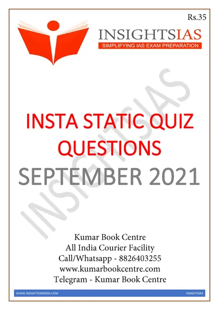 Insights on India Static Quiz - September 2021 - [B/W PRINTOUT]