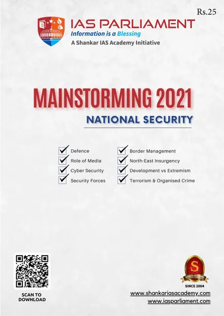 Shankar IAS Mainstorming 2021 - National Security - [B/W PRINTOUT]