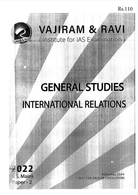 Vajiram & Ravi General Studies GS Printed Notes Yellow Book 2022 - International Relations - [B/W PRINTOUT]