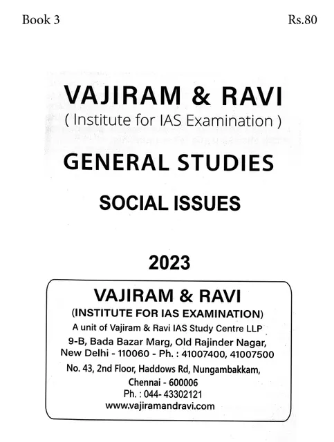 Social Issues - General Studies GS Printed Notes Yellow Book 2023 - Vajiram & Ravi - [B/W PRINTOUT]