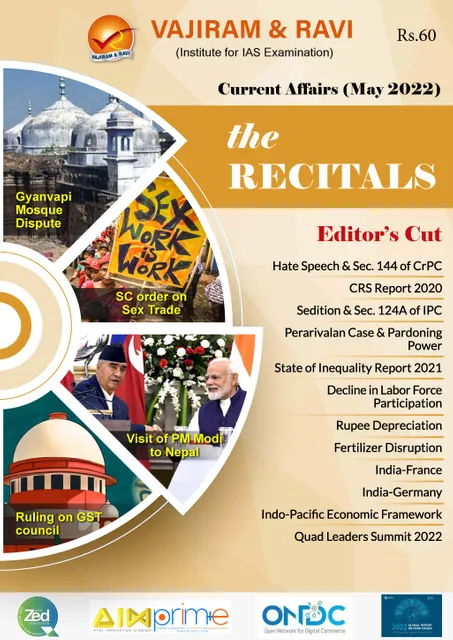 May 2022 - The Recitals - Vajiram & Ravi Monthly Current Affairs - [B/W PRINTOUT]