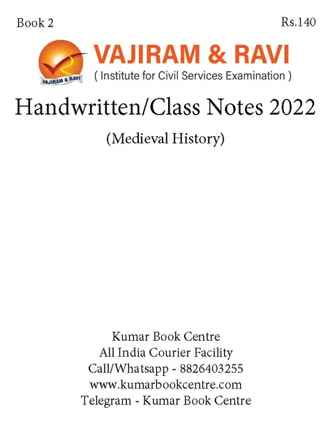 Medieval History - General Studies GS Handwritten/Class Notes 2022 - Vajiram & Ravi - [B/W PRINTOUT]