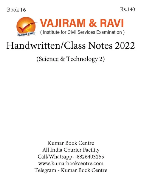 Science & Technology 2 - General Studies GS Handwritten/Class Notes 2022 - Vajiram & Ravi - [B/W PRINTOUT]