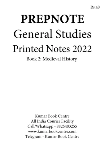Medieval History - General Studies GS Printed Notes 2022 - Hemant Jha - Prepnotes - [B/W PRINTOUT]