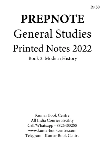 Modern History - General Studies GS Printed Notes 2022 - Hemant Jha - Prepnotes - [B/W PRINTOUT]