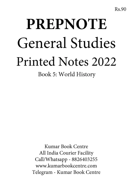 World History - General Studies GS Printed Notes 2022 - Hemant Jha - Prepnotes - [B/W PRINTOUT]