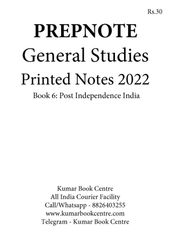 Post Independence India - General Studies GS Printed Notes 2022 - Hemant Jha - Prepnotes - [B/W PRINTOUT]
