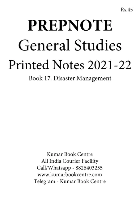 Disaster Management - General Studies GS Printed Notes 2022 - Prepnotes - [B/W PRINTOUT]