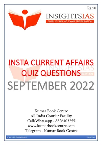 September 2022 - Insights on India Current Affairs Daily Quiz - [B/W PRINTOUT]