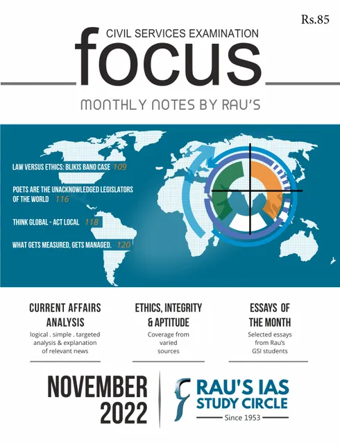 November 2022 - Rau's IAS Focus Monthly Current Affairs - [B/W PRINTOUT]
