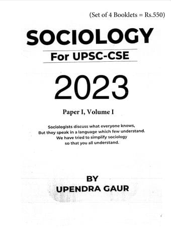(Set of 4 Booklets) Sociology Optional Printed Notes 2023 - Upendra Sir - Shubhra Ranjan IAS - [B/W PRINTOUT]