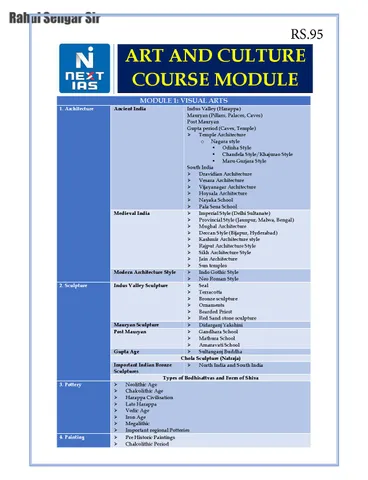 Art & Culture Course Module - Rahul Sengar - Next IAS - [B/W PRINTOUT]