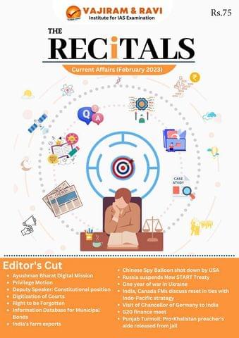 February 2023 - The Recitals - Vajiram & Ravi Monthly Current Affairs - [B/W PRINTOUT]