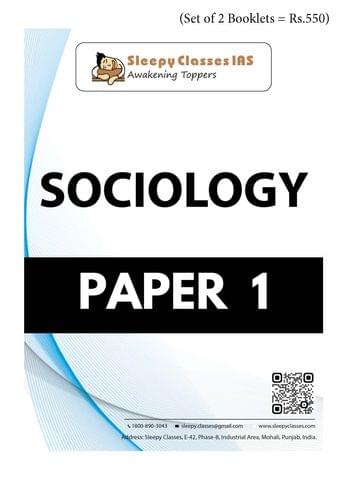 (Set of 2 Booklets) Sociology Optional Printed Notes - Sleepy Classes IAS - [B/W PRINTOUT]