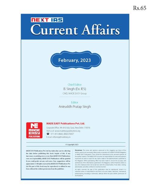 February 2023 - Next IAS Monthly Current Affairs - [B/W PRINTOUT]
