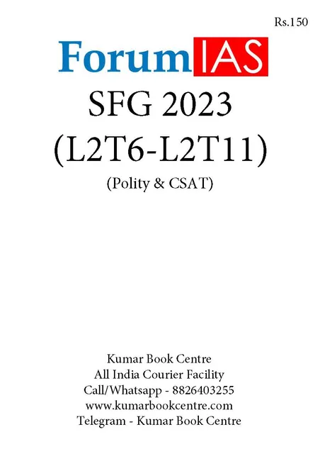 (Set) Forum IAS SFG Test 2023 - Level 2 Test 6 to 11 (Polity & CSAT) - [B/W PRINTOUT]