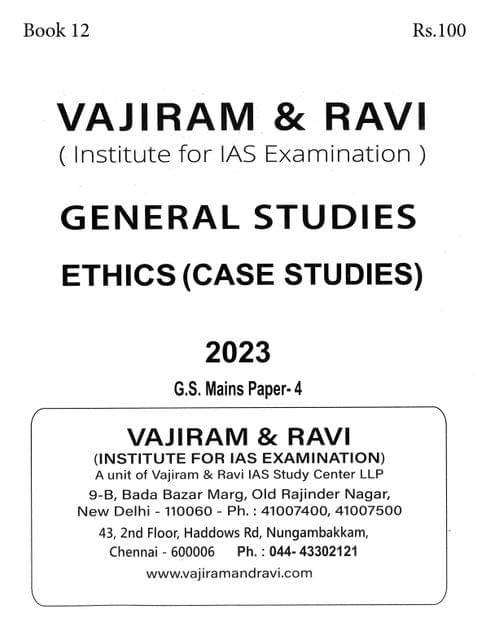 Ethics (Case Studies) - General Studies GS Printed Notes Yellow Book 2023 - Vajiram & Ravi - [B/W PRINTOUT]