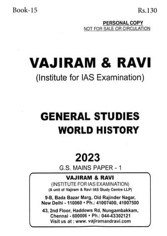 World History - General Studies GS Printed Notes Yellow Book 2023 - Vajiram & Ravi - [B/W PRINTOUT]