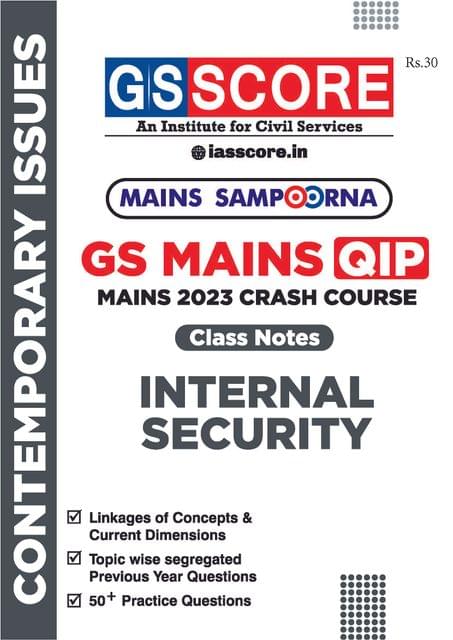 Internal Security - GS Score Mains Sampoorna 2023 - [B/W PRINTOUT]