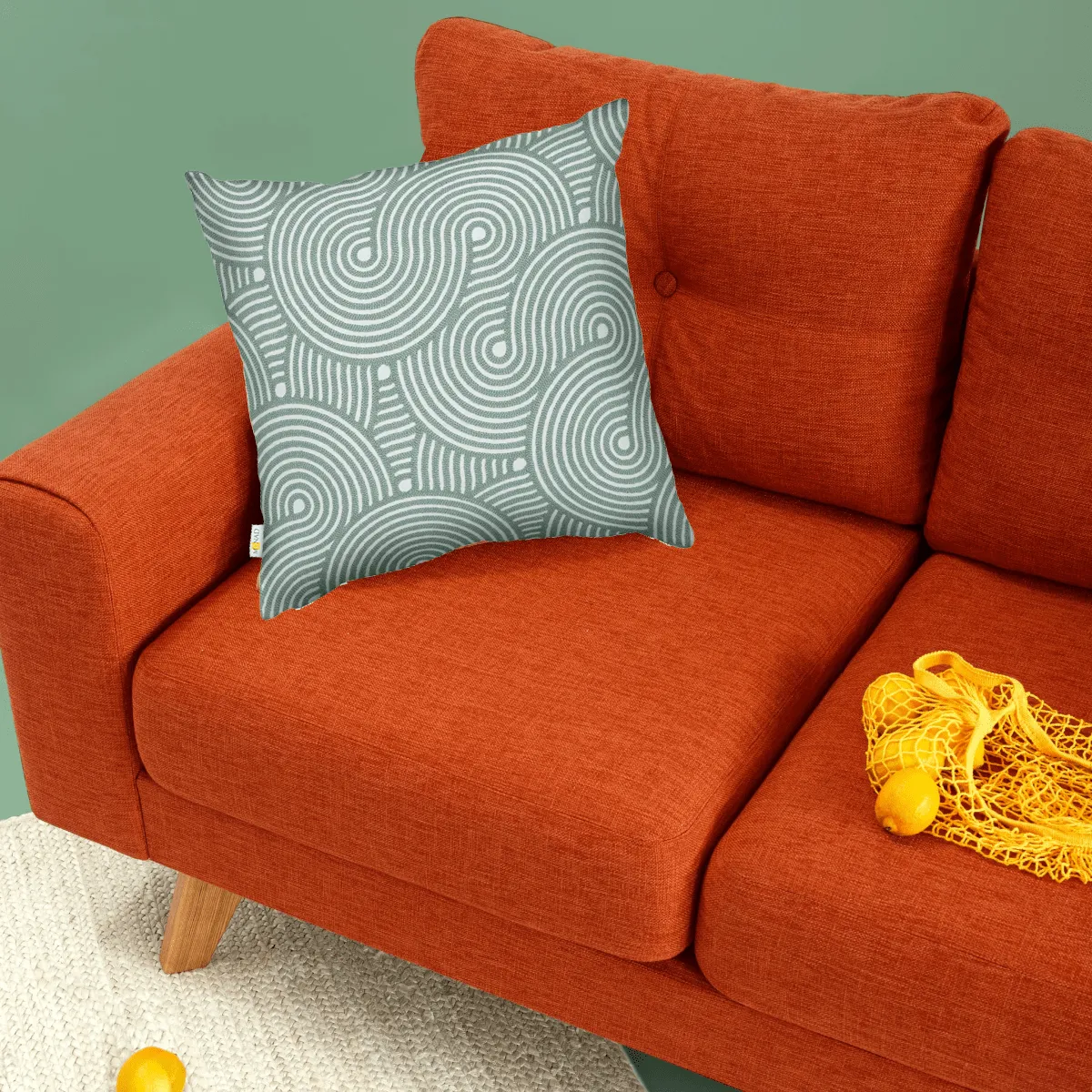 Yellow Swarm Pattern Embroidered Cushion Cover