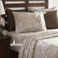 300 Thread Count 100% Natural Cotton Printed Sheet Set 6-Piece King Beige