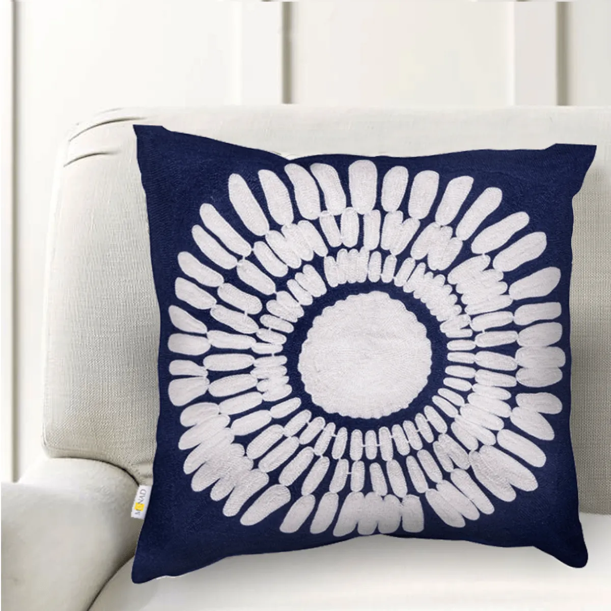 Blue Hodeco Embroidered Cushion Cover