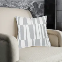 Grey Oblong Stripe Cushion Cover