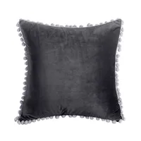 Black Velvet Pompom Lace Cushion Cover