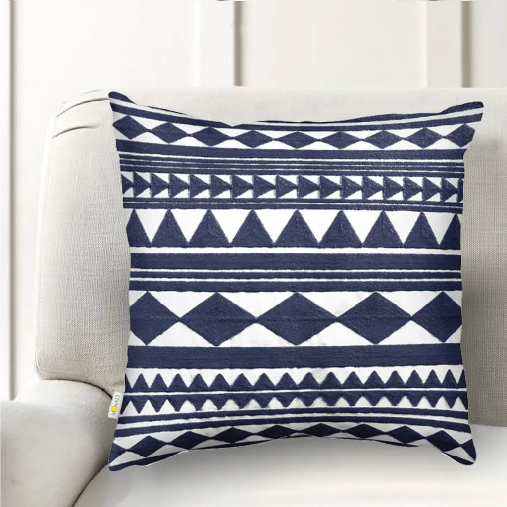 Blue African Embroidered Cushion Cover
