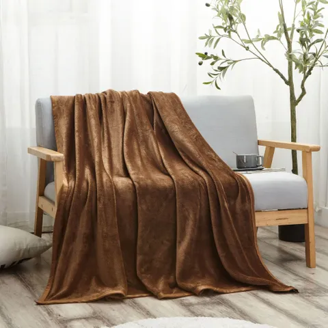 Soft Flannel Fleece Blanket Single Camel