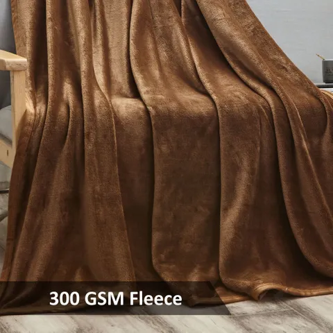 Soft Flannel Fleece Blanket Single Camel